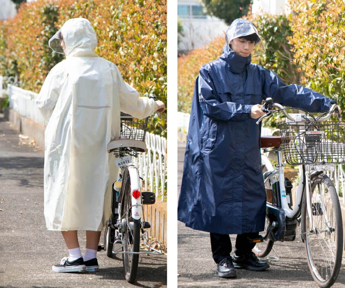 美品 合羽 カッパ 高校生 自転車 レインコート - ウェア