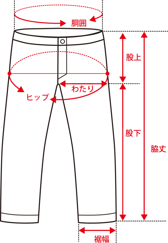 レインパンツのサイズの測り方