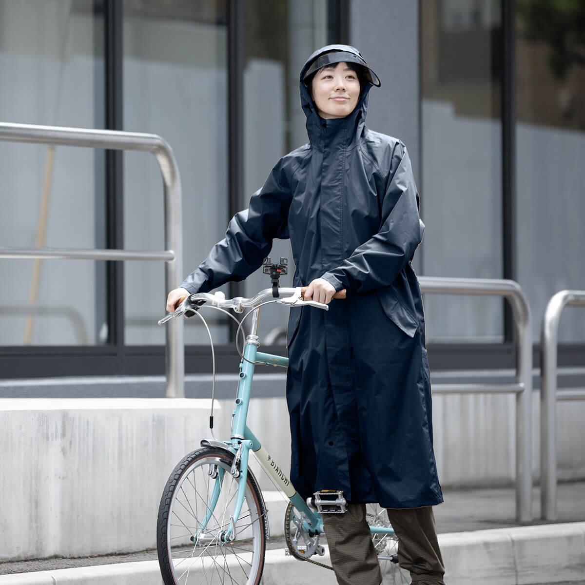 レインコート　120 美品　水色　水玉　女の子　収納袋付き　カッパ　雨具