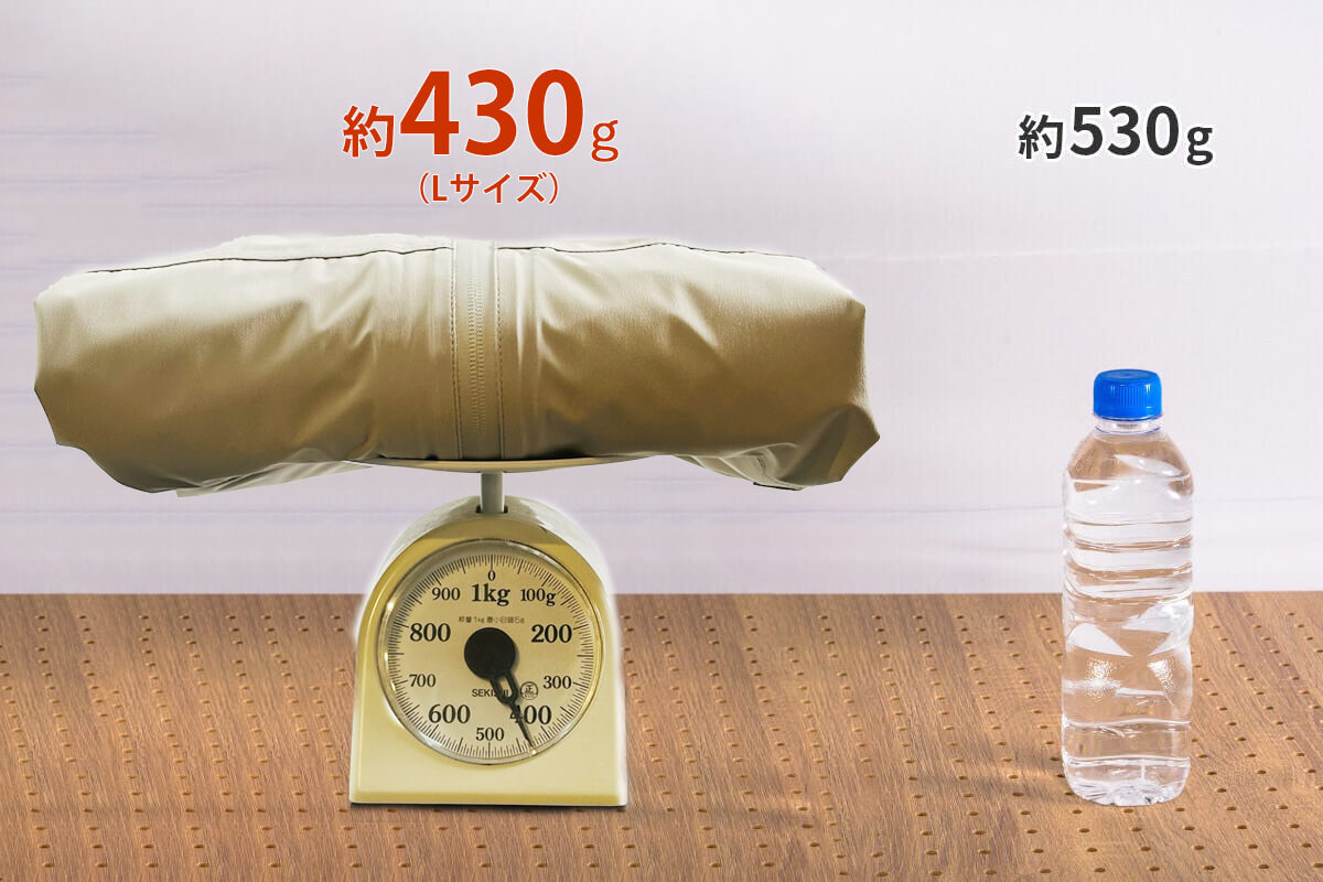 重量はなんと約430g（Lサイズ）