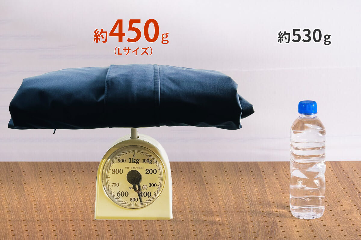 重量はなんと約450g（Lサイズ）