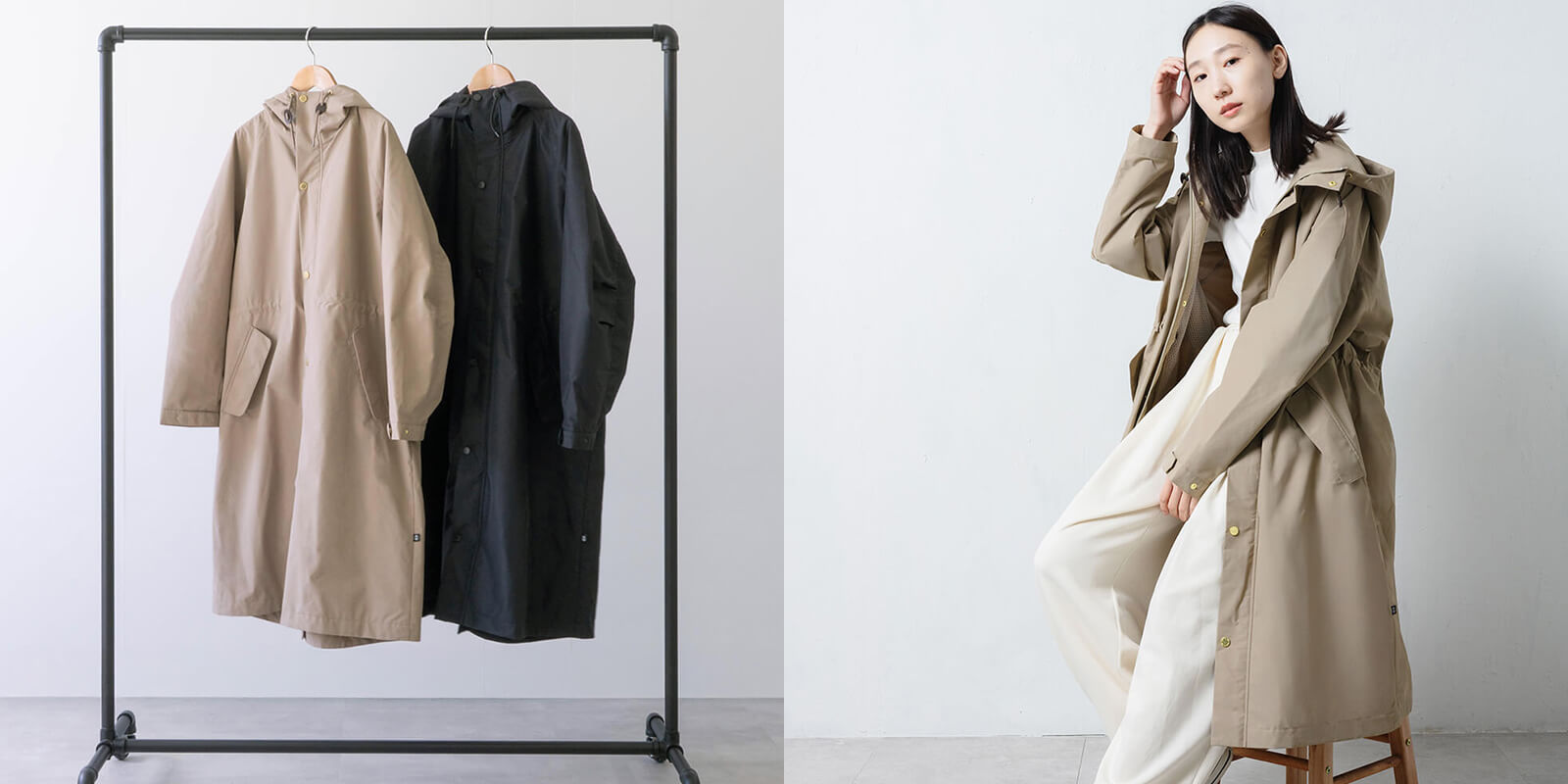 AH-1016 ウォームフーデットコート モデル着用画像