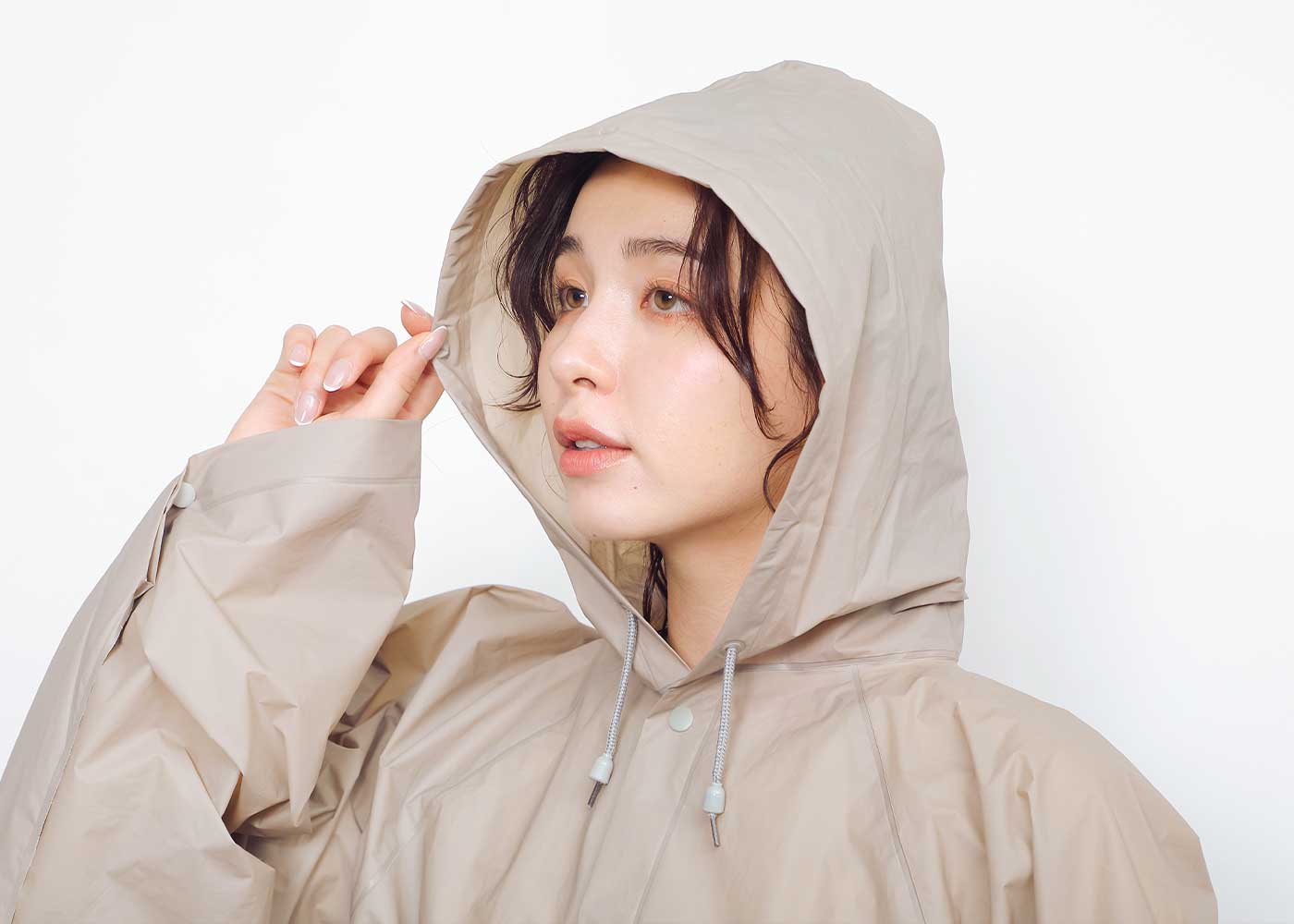 調節できるフード紐