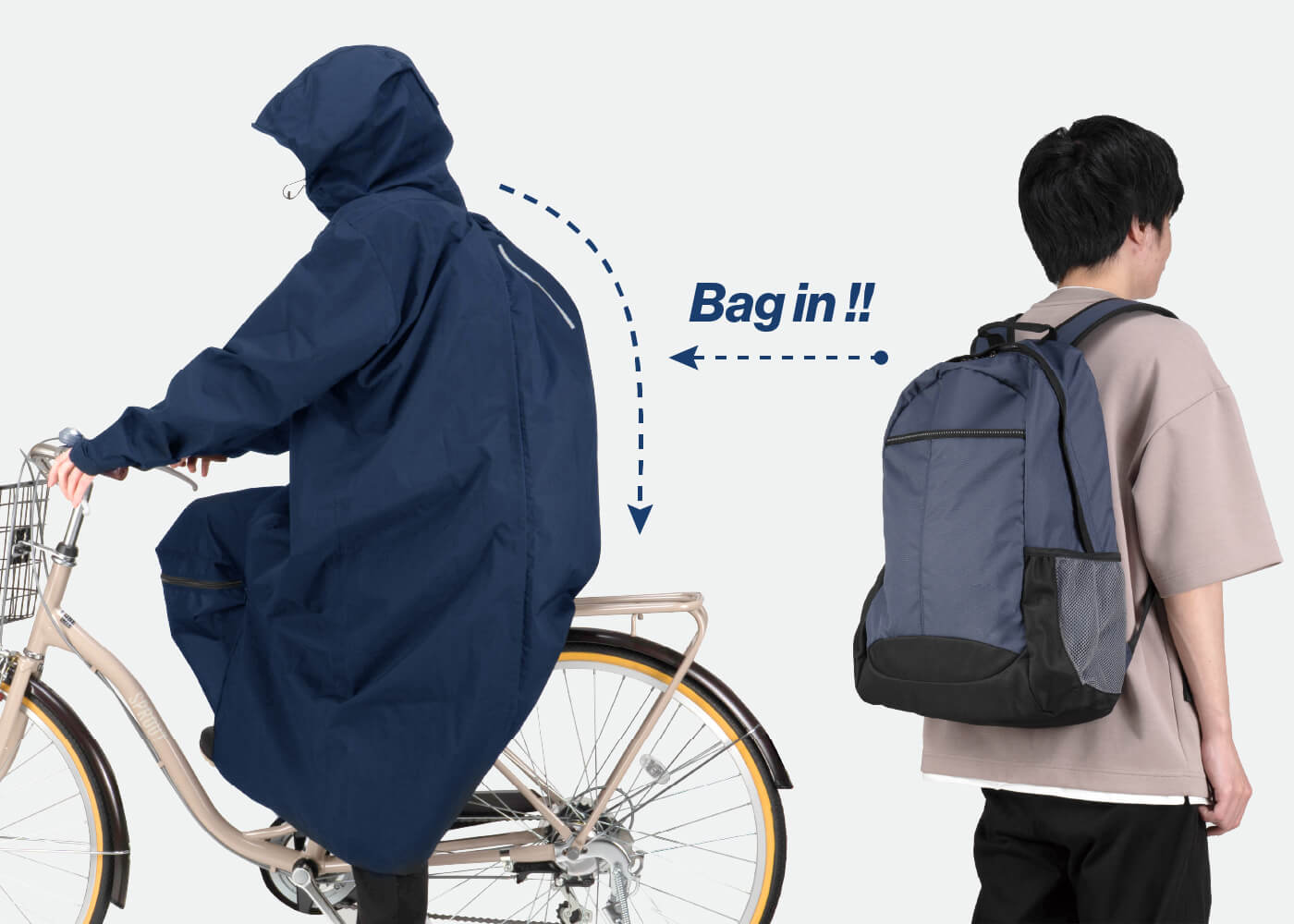 荷物を背負ったまますっぽり着用