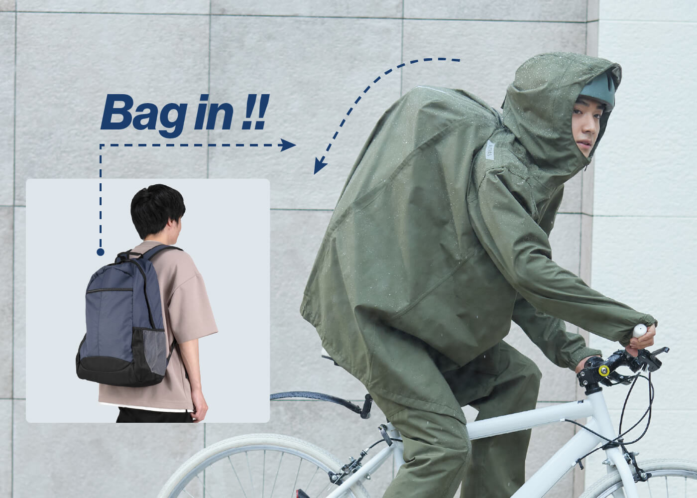 荷物を背負ったまますっぽり着用